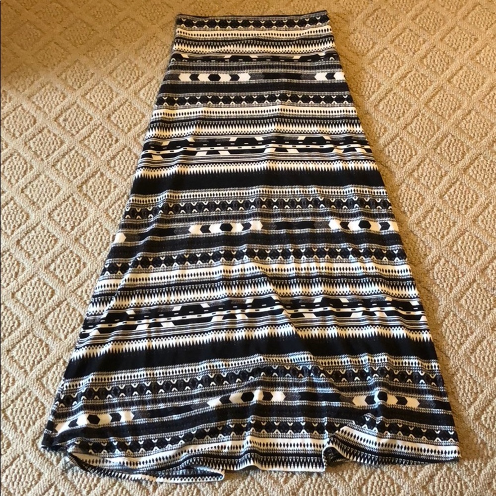 Maxi cotton skirt, white, black and grey SMALL